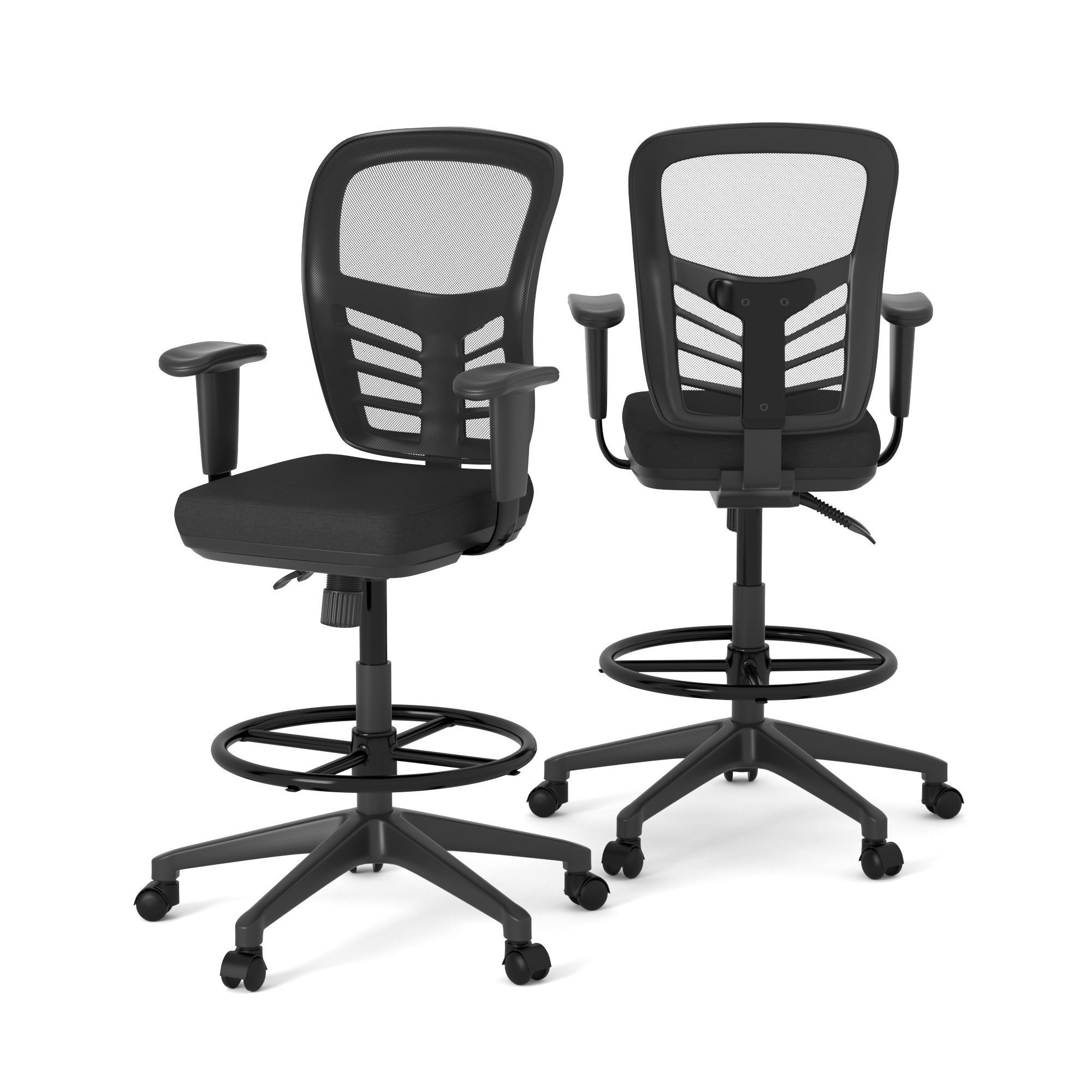 Articulate Drafting Stool Chair in Black 3D model_1