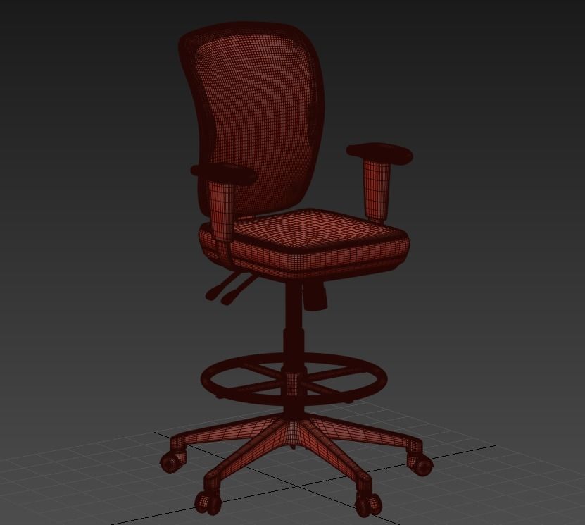 Articulate Drafting Stool Chair in Black 3D model_2