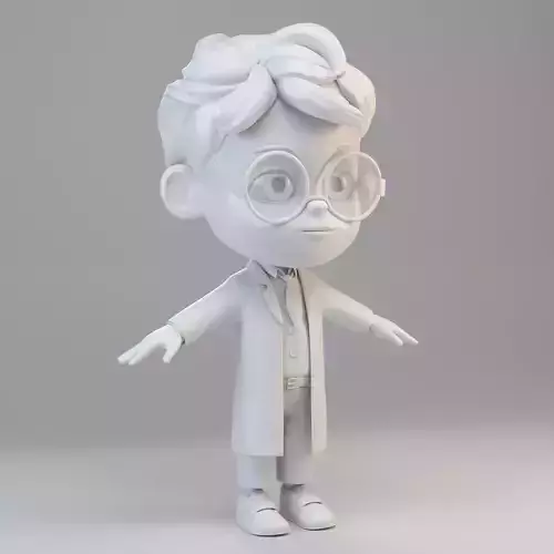 Cartoon Scientist Boy 3D model