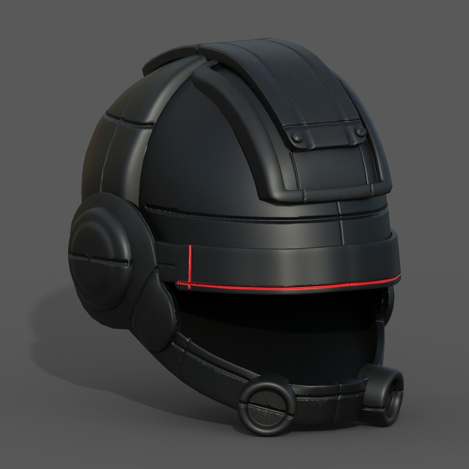 Helmet scifi fantasy futuristic military Low-poly 3D model_4