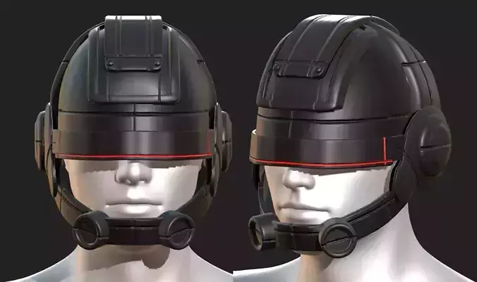 Helmet scifi fantasy futuristic military Low-poly 3D model Helmet scifi fantasy futuristic military Low-poly 3D model