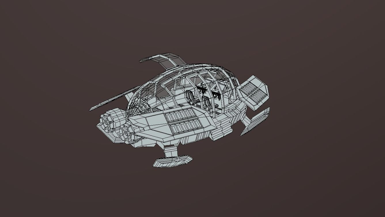 CAT-350 Civil Air Transport Low-poly 3D model_12