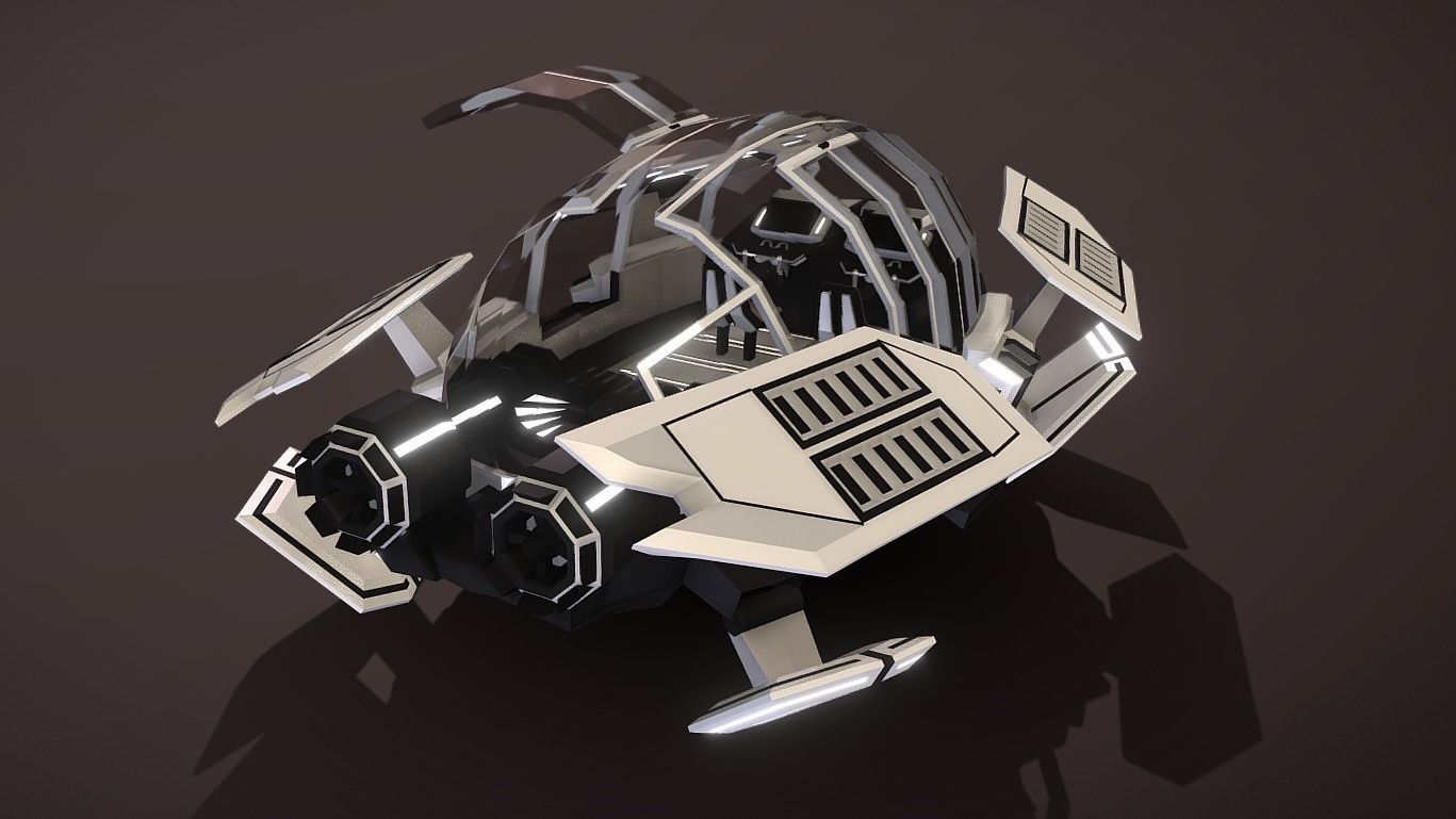 CAT-350 Civil Air Transport Low-poly 3D model_5