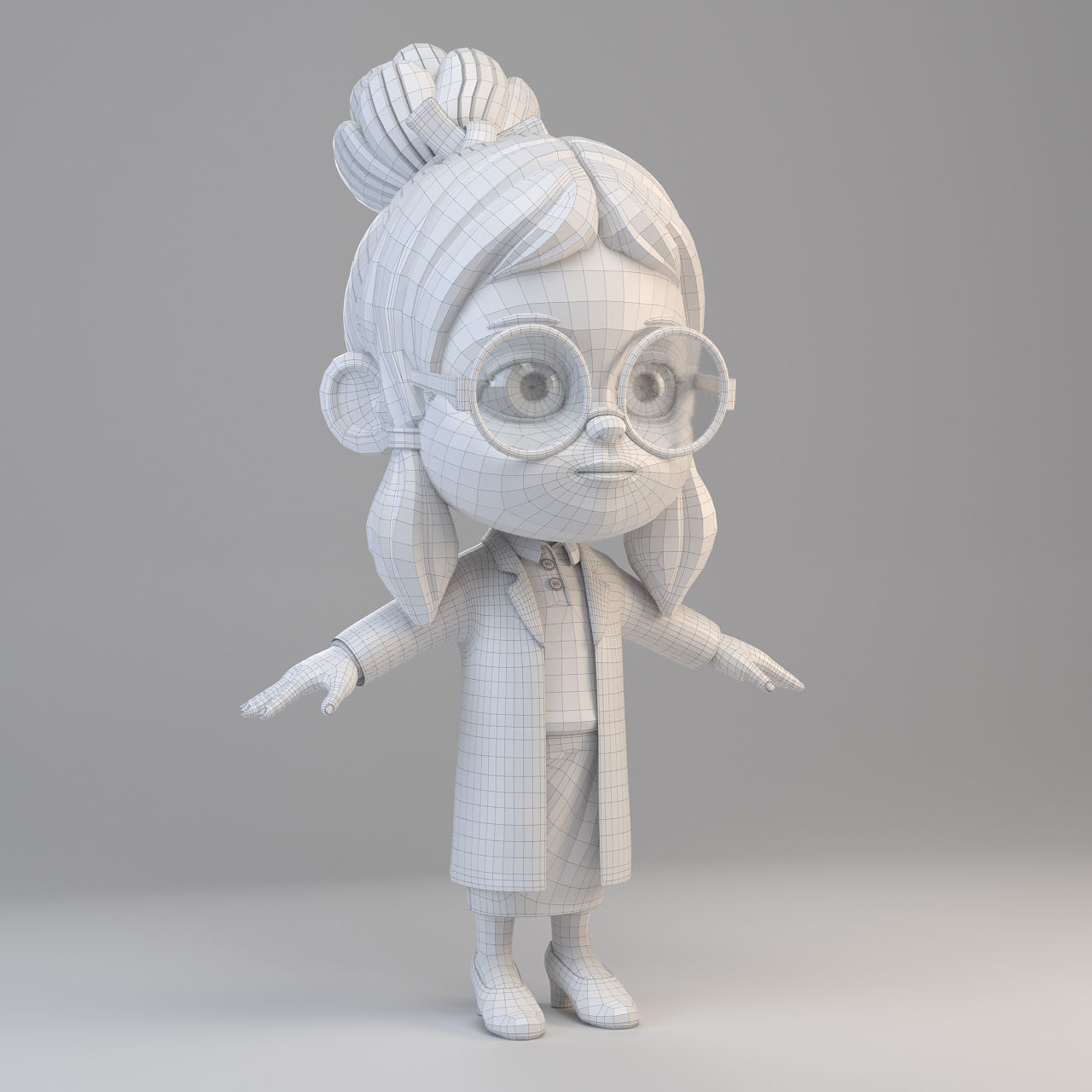 Cartoon Scientist Girl 3D model_10