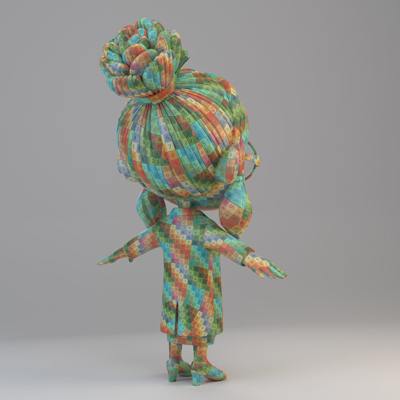 Cartoon Scientist Girl 3D model_3