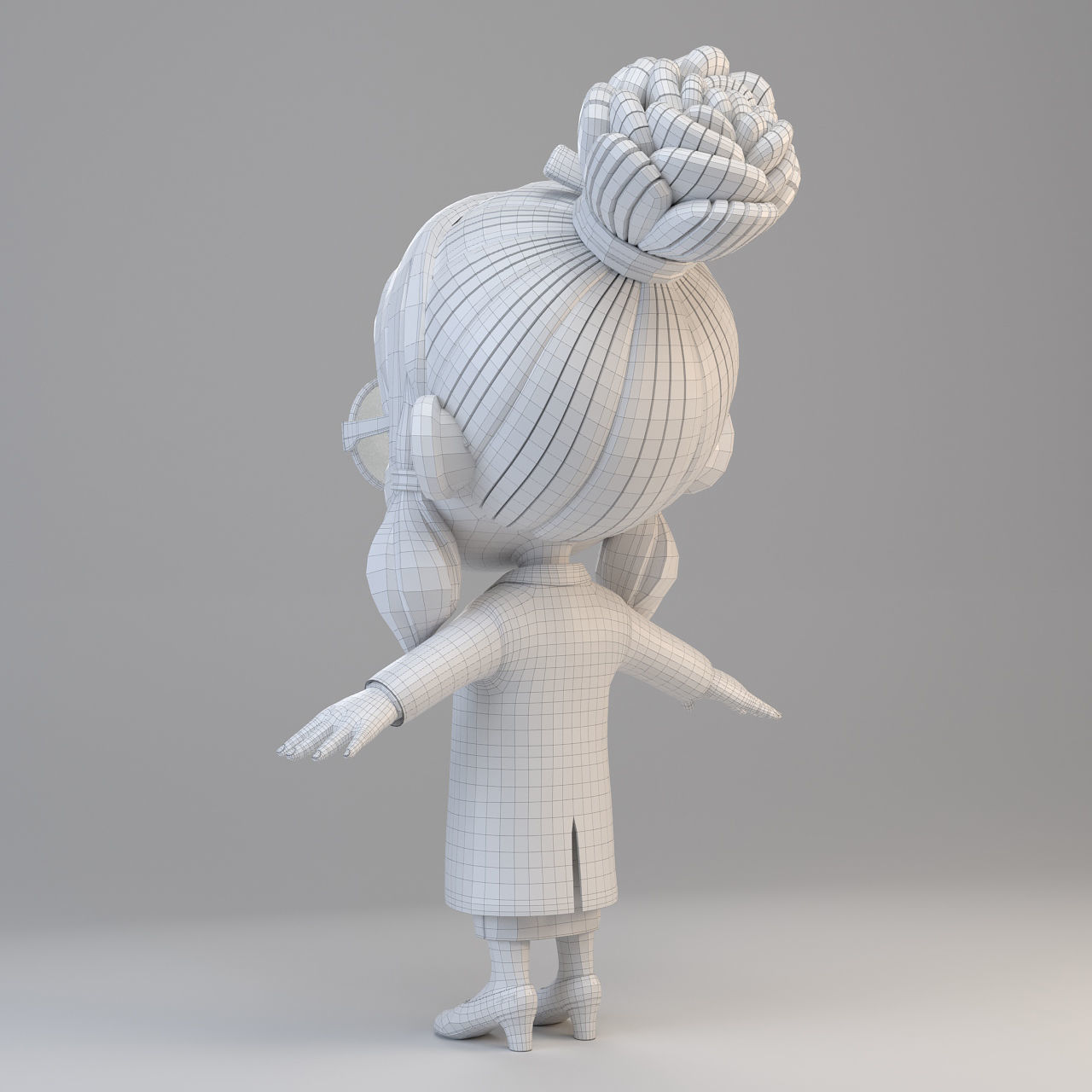 Cartoon Scientist Girl 3D model_4