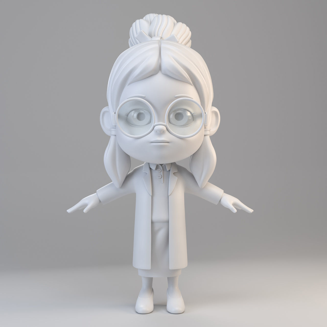 Cartoon Scientist Girl 3D model_1