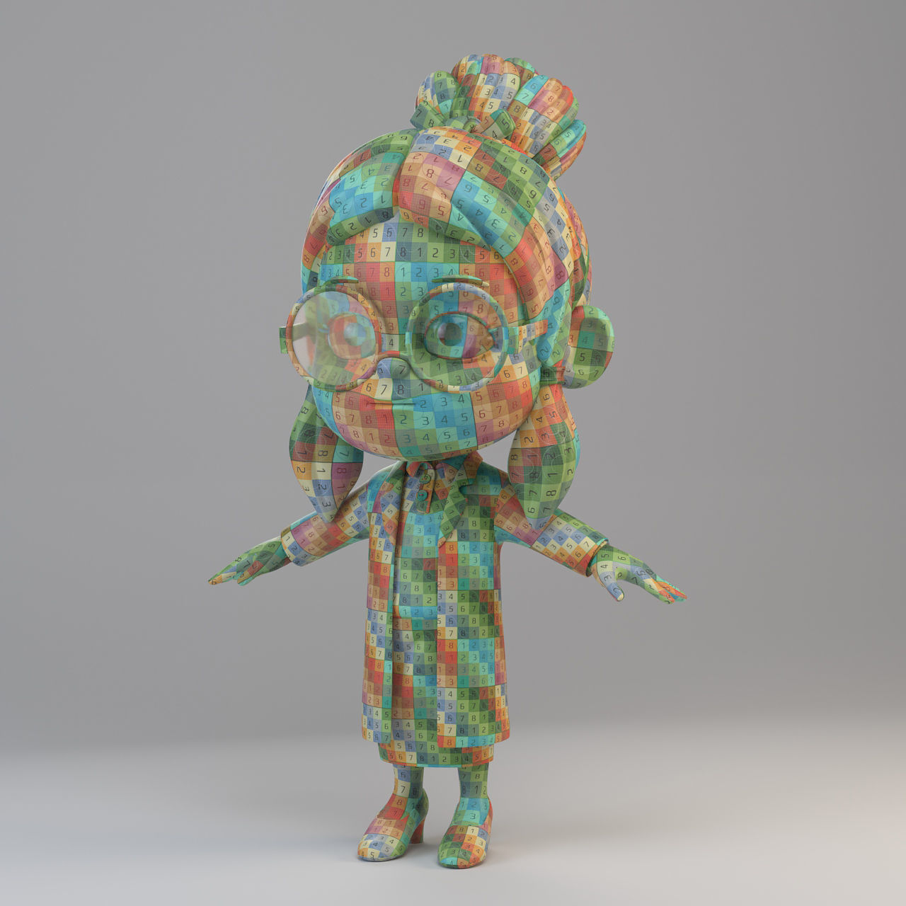 Cartoon Scientist Girl 3D model_13