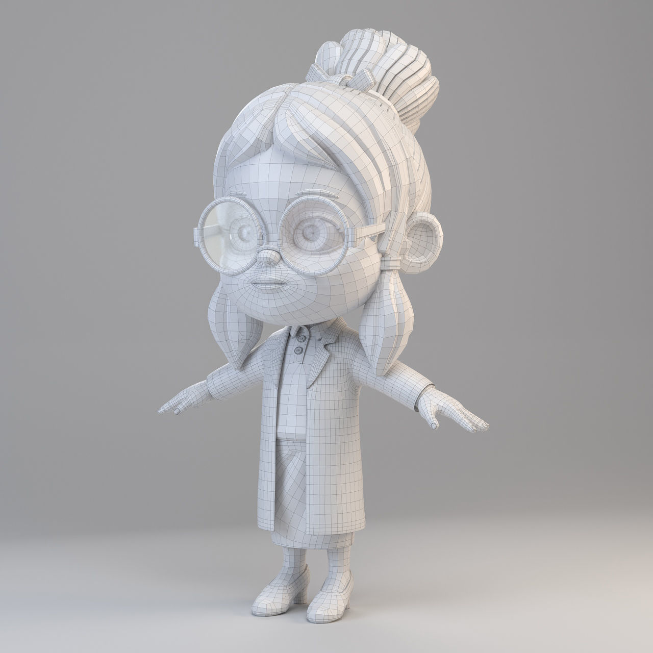 Cartoon Scientist Girl 3D model_9