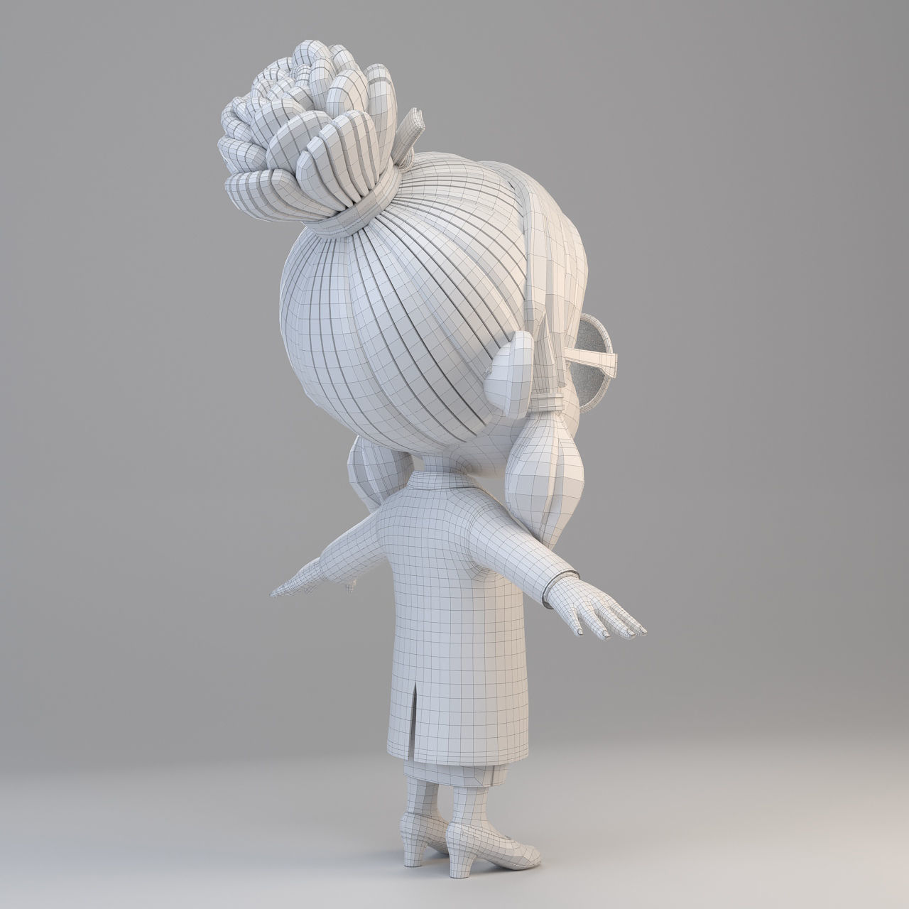 Cartoon Scientist Girl 3D model_2