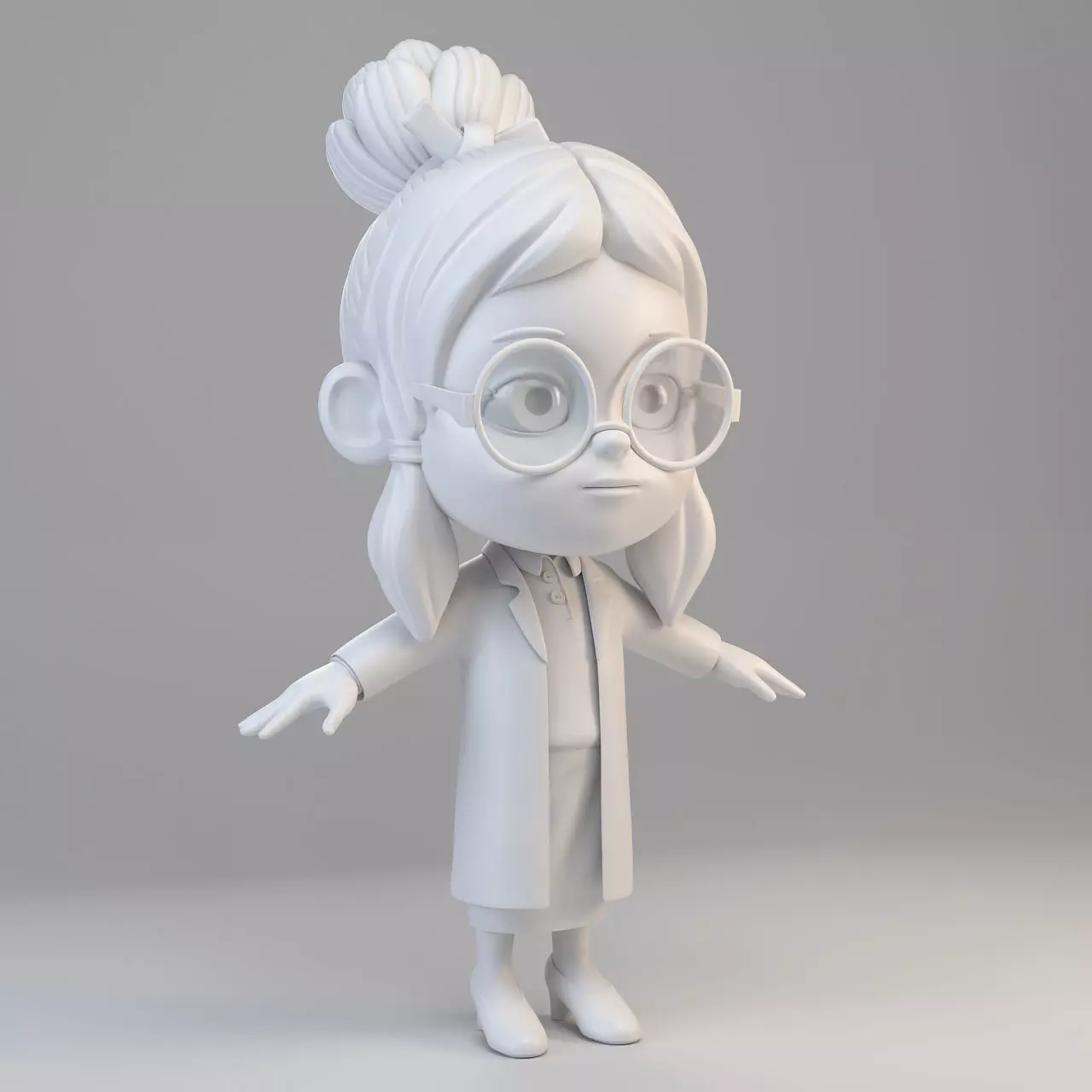 Cartoon Scientist Girl 3D model_0