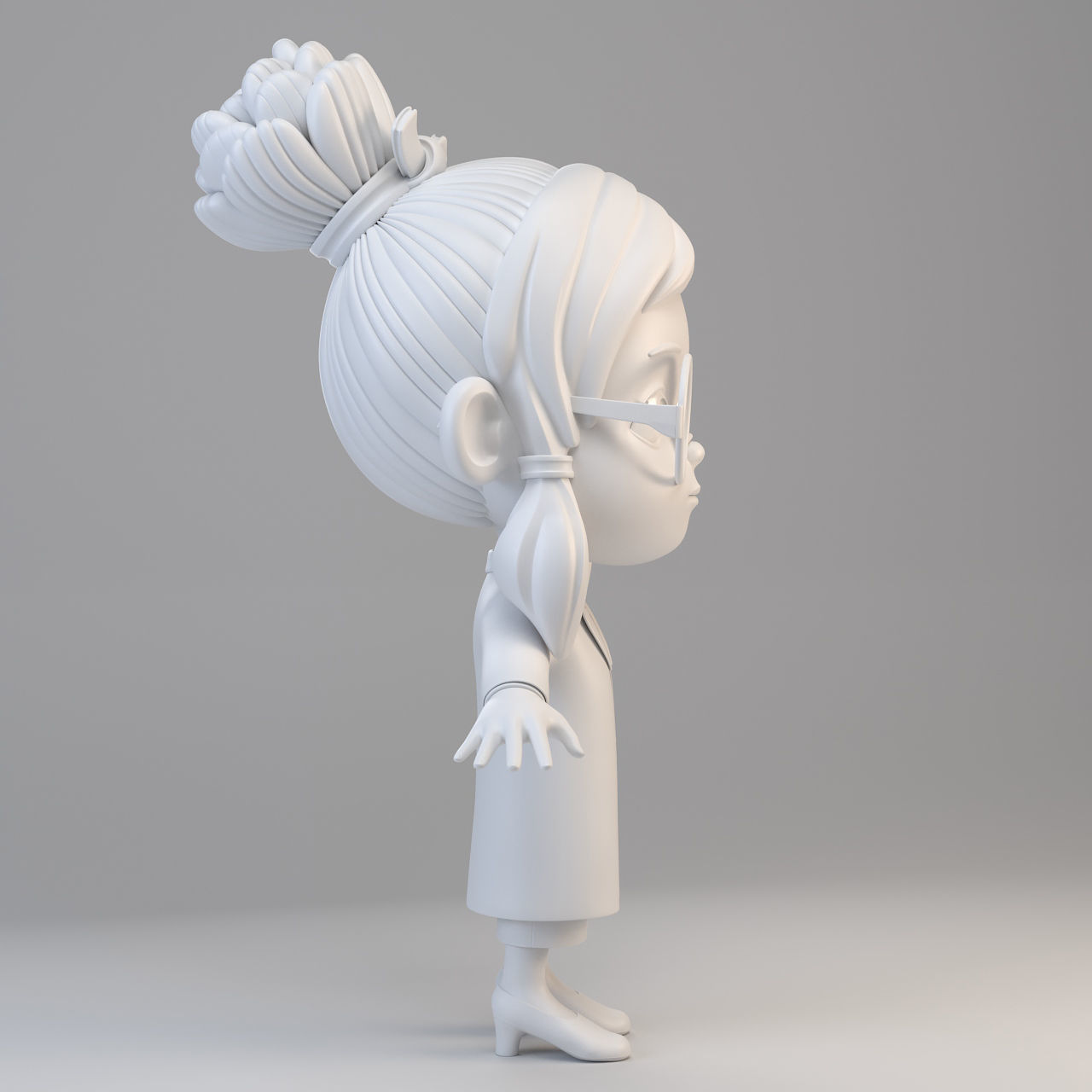 Cartoon Scientist Girl 3D model_5