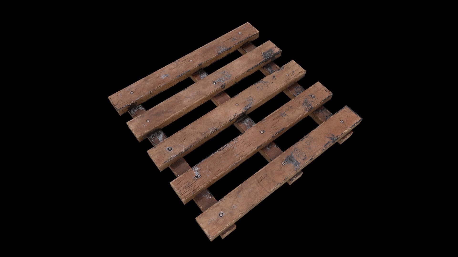 wooden palate Low-poly 3D model_2