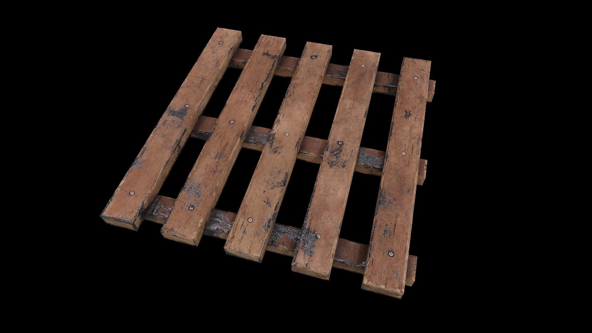 wooden palate Low-poly 3D model_3