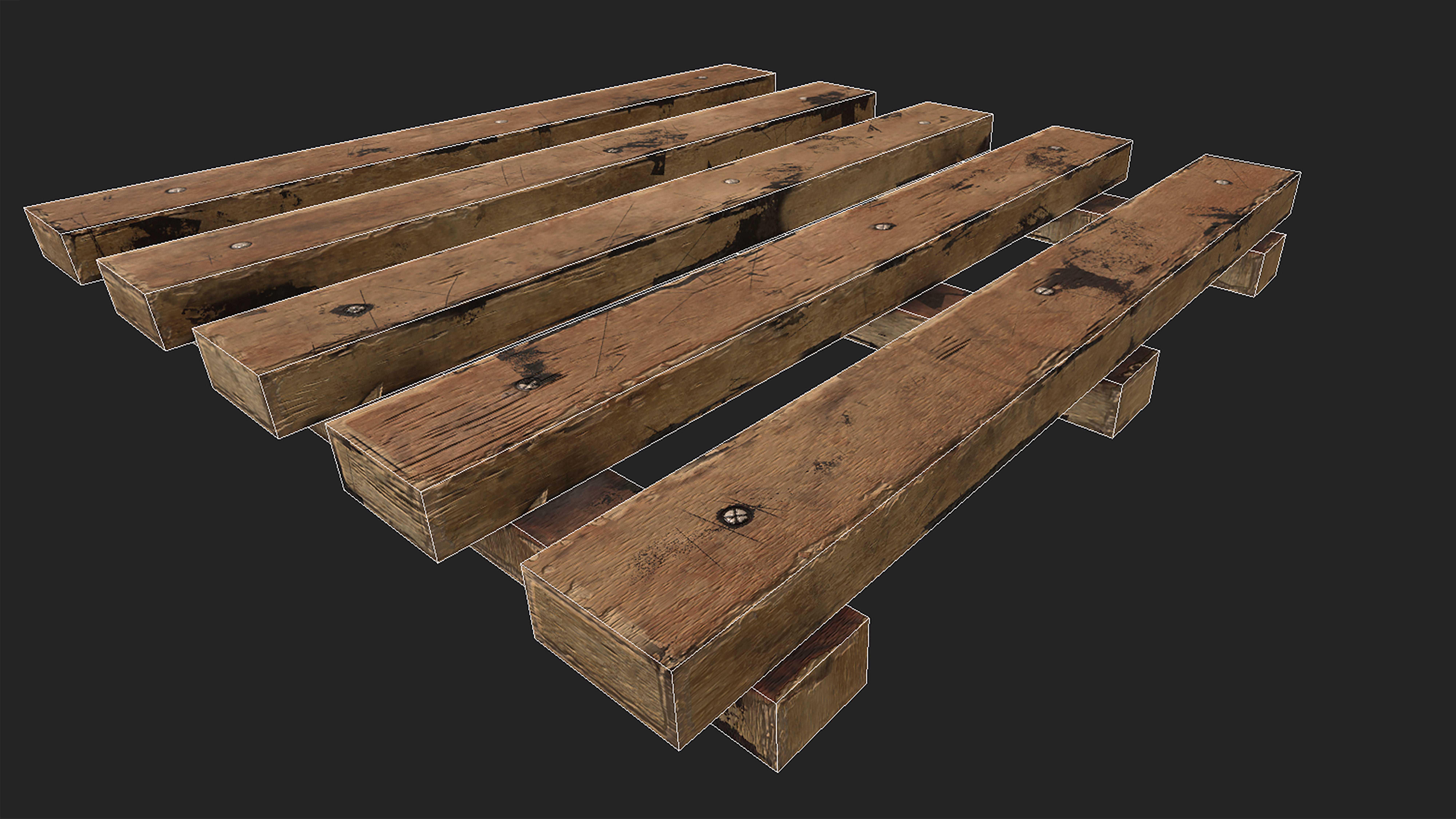 wooden palate Low-poly 3D model_4