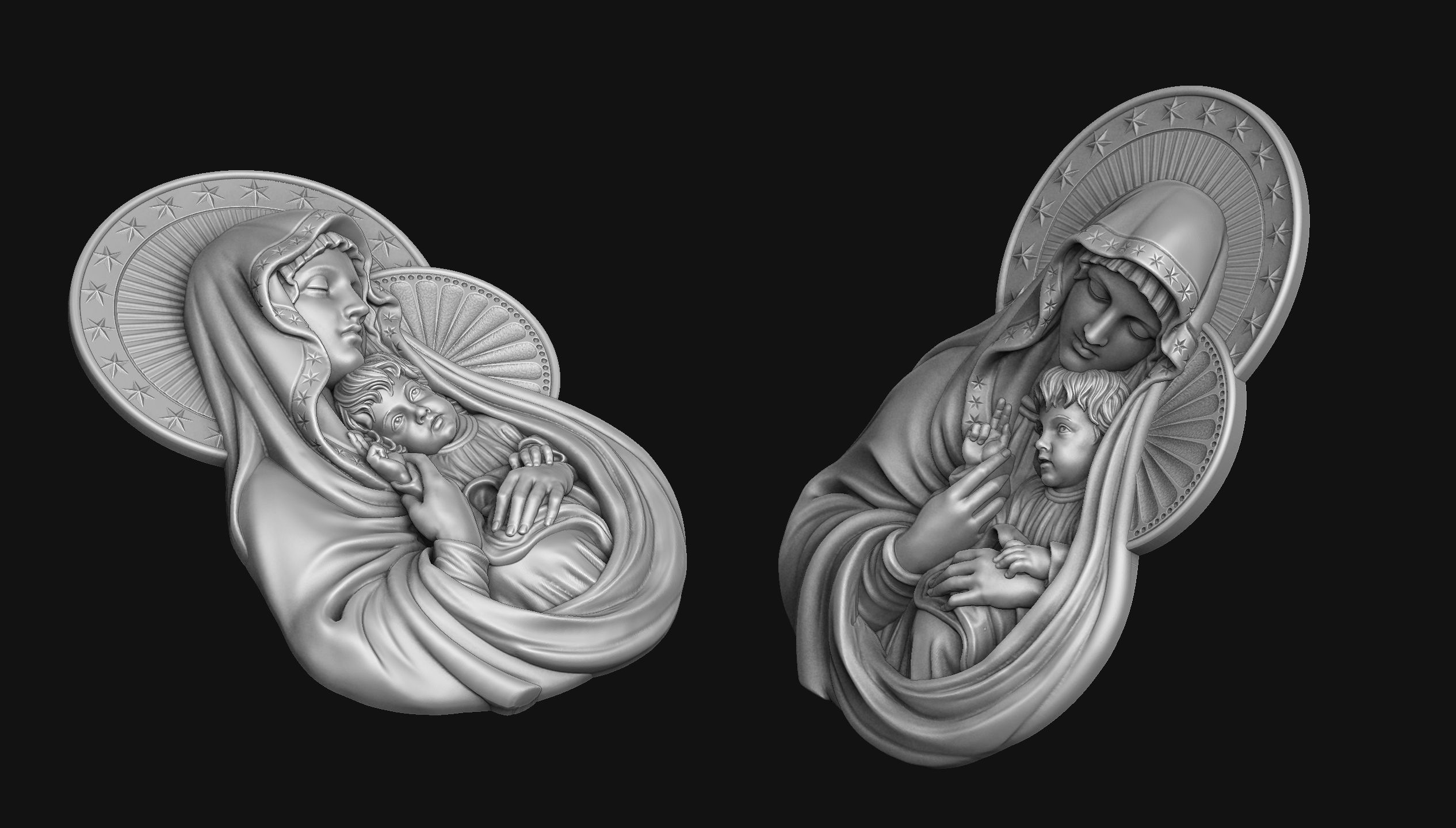 Mary with Baby Jesus no 3 3D print model_4
