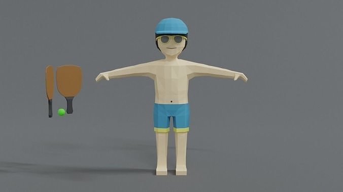 Low Poly Cartoon Summer Guy Low-poly 3D model