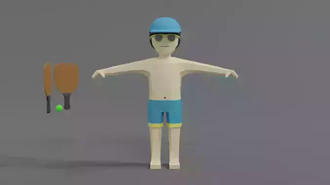 Low Poly Cartoon Summer Guy