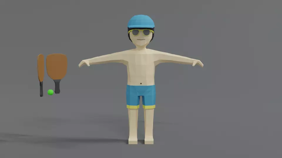 Low Poly Cartoon Summer Guy Low-poly 3D model