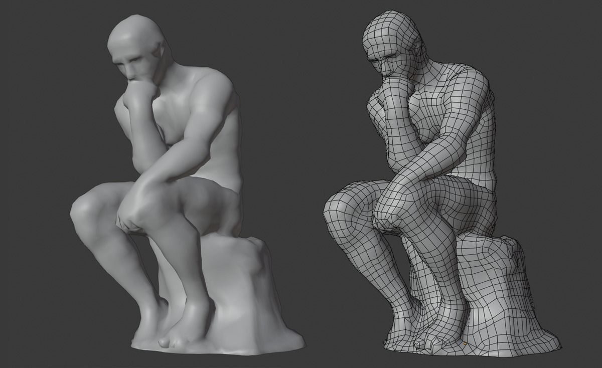 The Thinker Rodin Low-poly 3D model_8