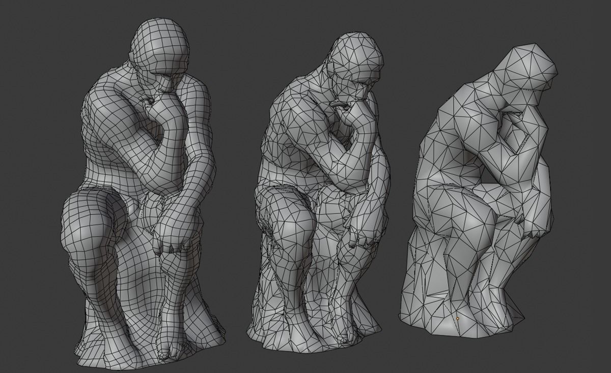 The Thinker Rodin Low-poly 3D model_10