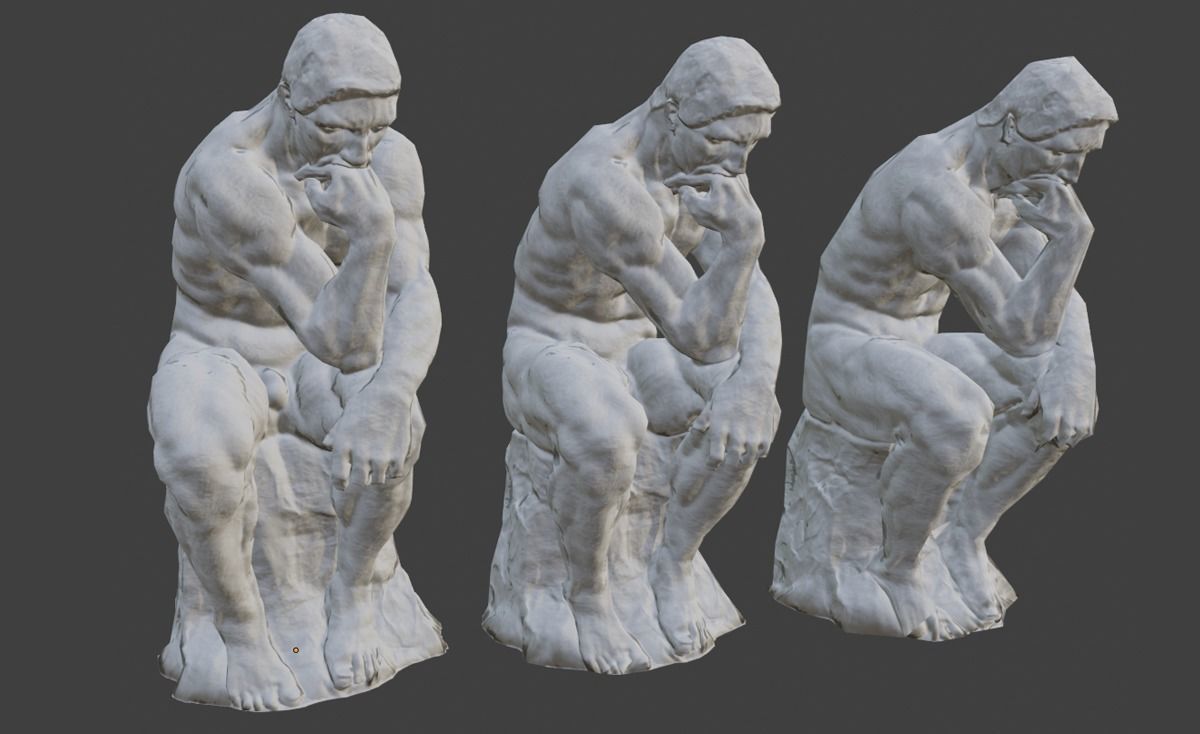 The Thinker Rodin Low-poly 3D model_9