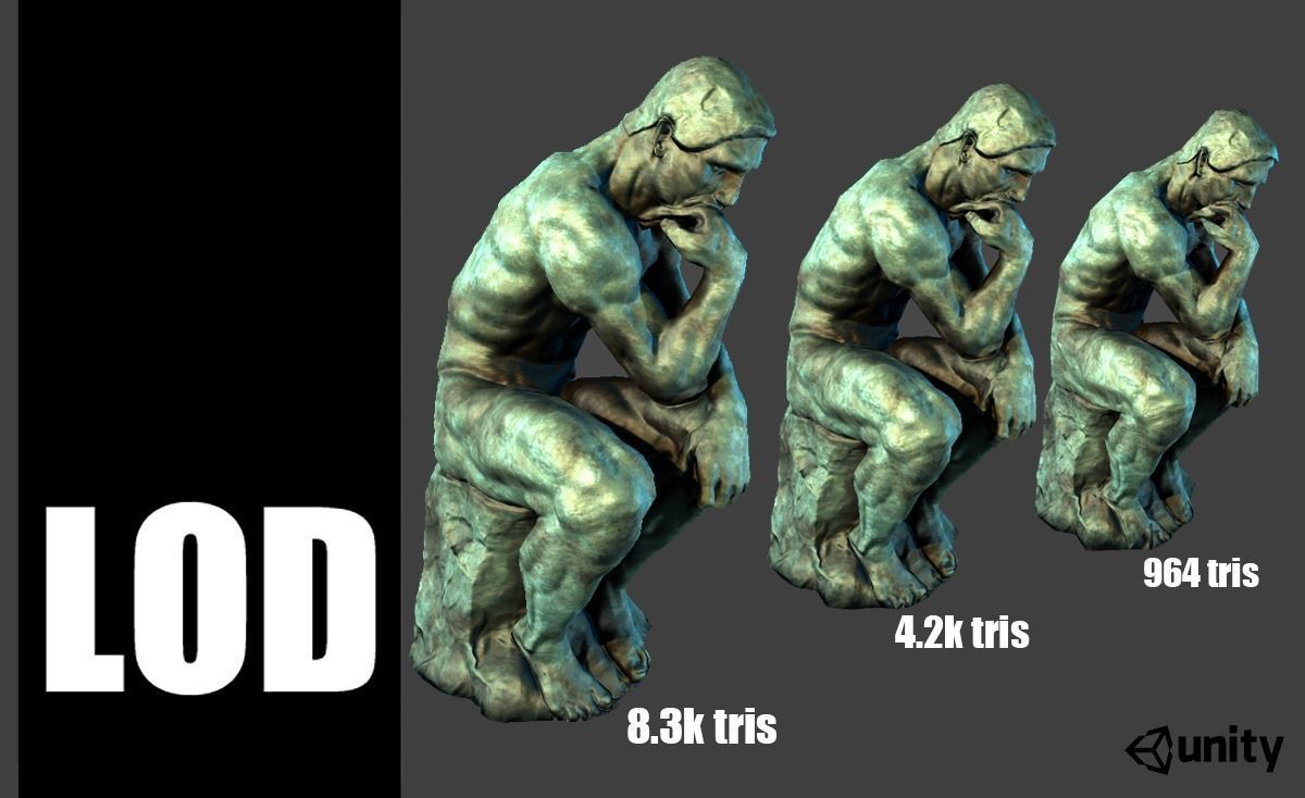 The Thinker Rodin Low-poly 3D model_3
