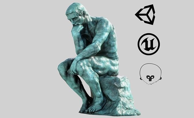 The Thinker Rodin Low-poly 3D model