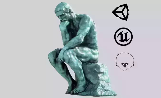 The Thinker Rodin Low-poly 3D model