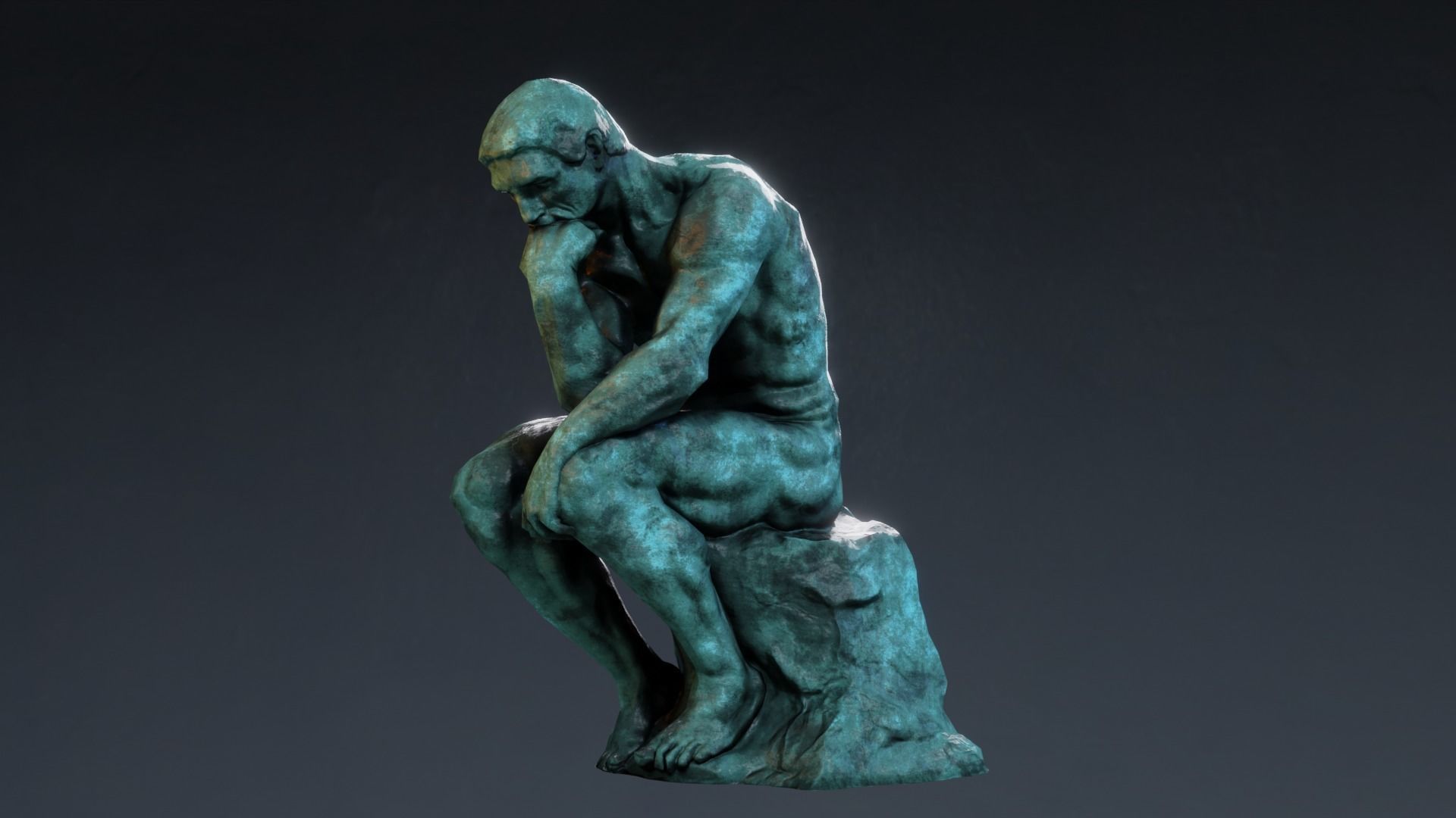 The Thinker Rodin Low-poly 3D model_7