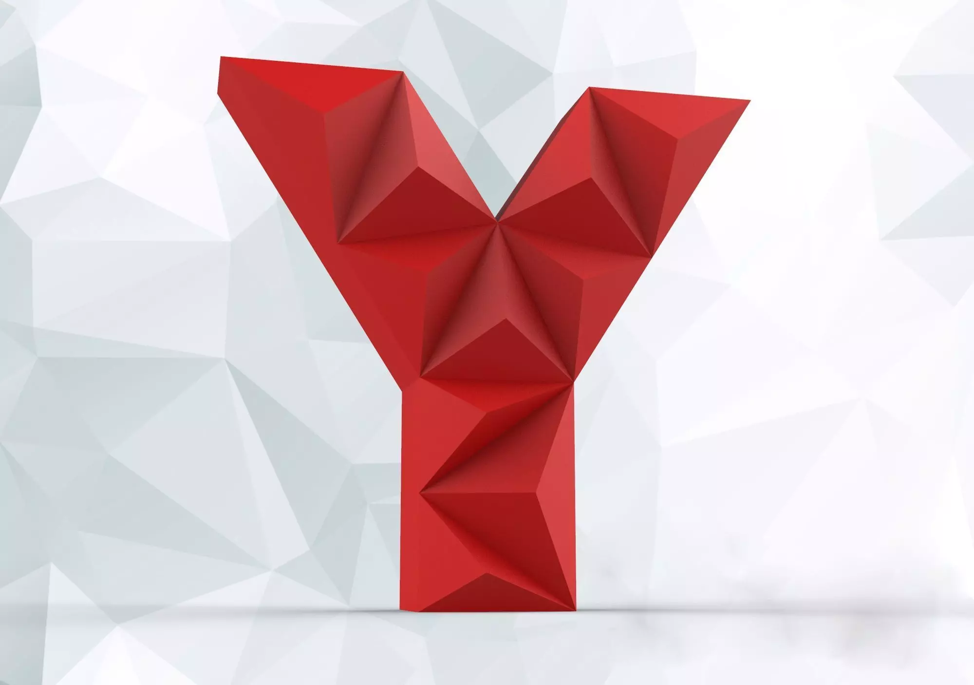 Lowpoly letter Y 3D print model_0