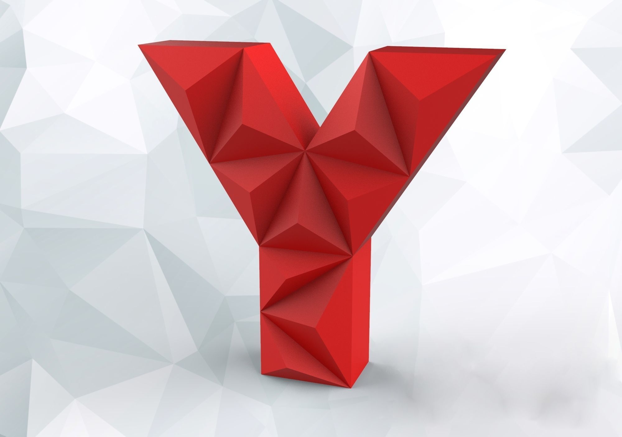 Lowpoly letter Y 3D print model_3