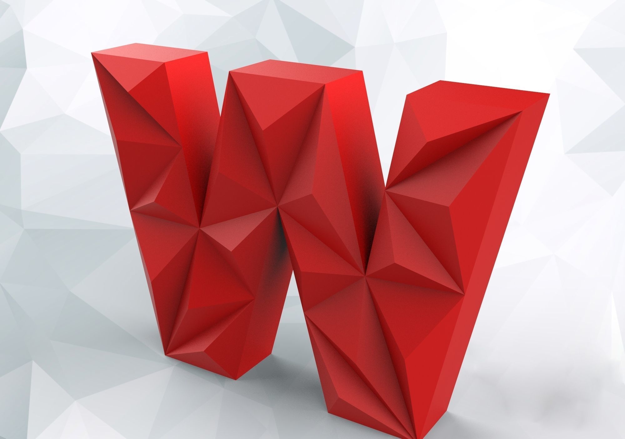 Lowpoly letter W 3D print model_3