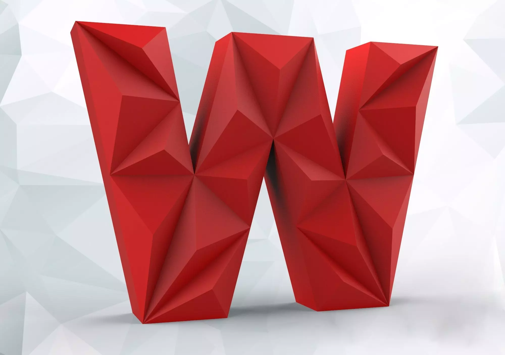 Lowpoly letter W 3D print model_0