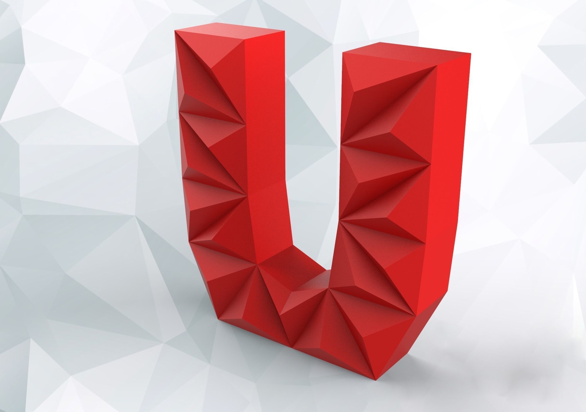 Lowpoly letter U 3D print model_3