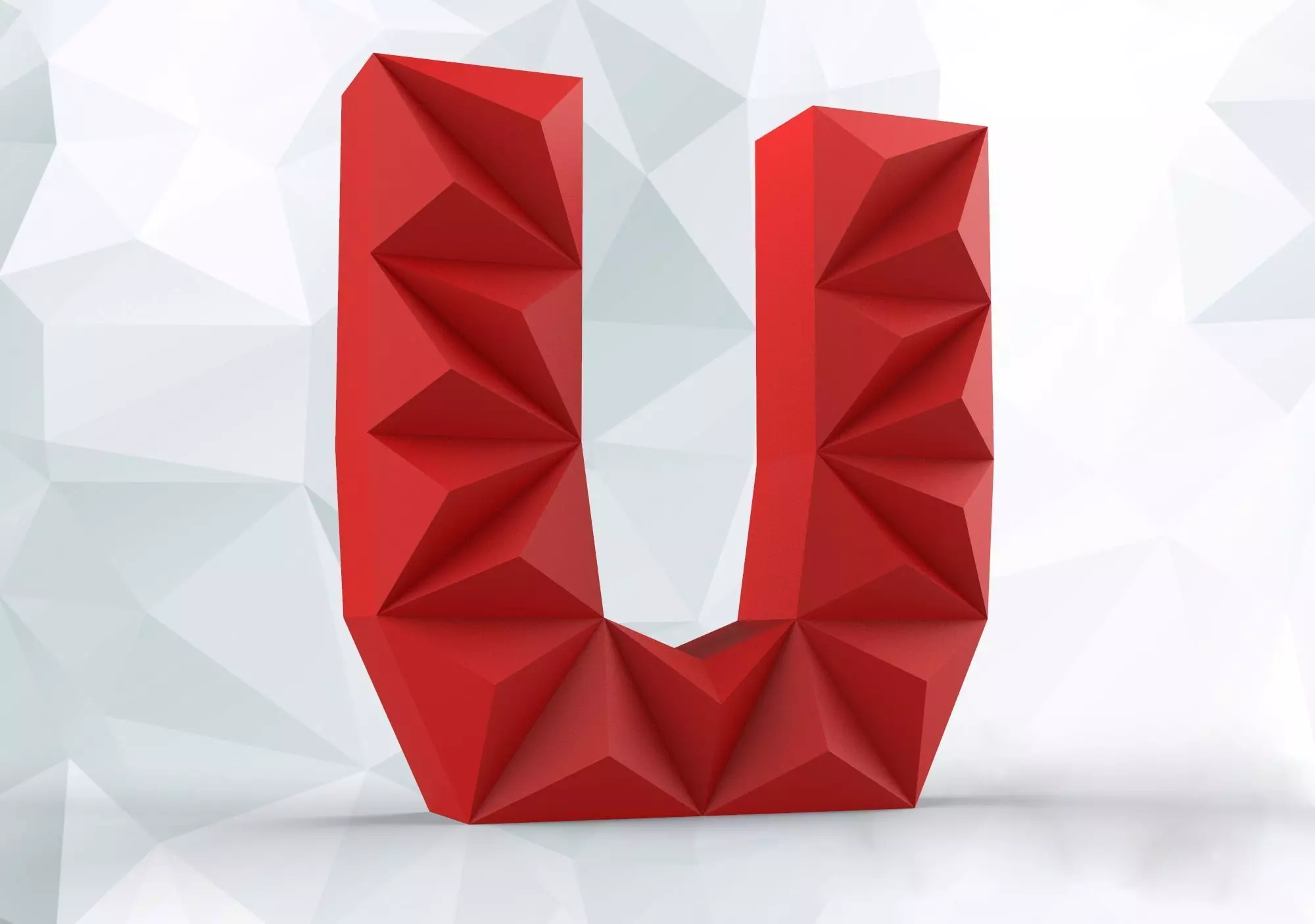 Lowpoly letter U 3D print model_0