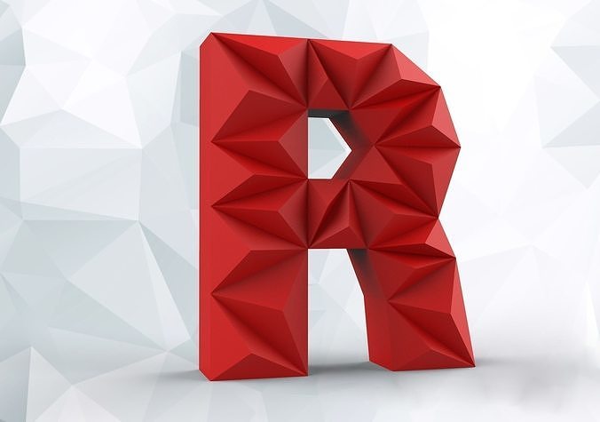 Lowpoly letter R 3D print model