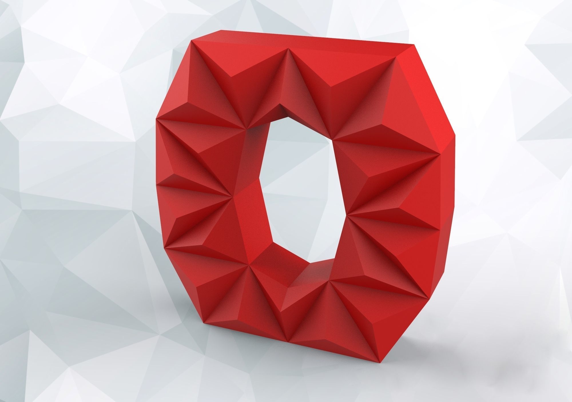 Lowpoly letter O polygonal 3D print model_3