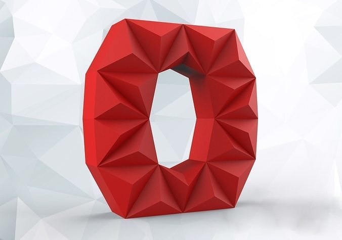 Lowpoly letter O polygonal 3D print model