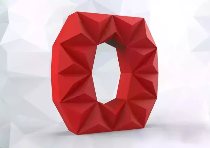Lowpoly letter O polygonal