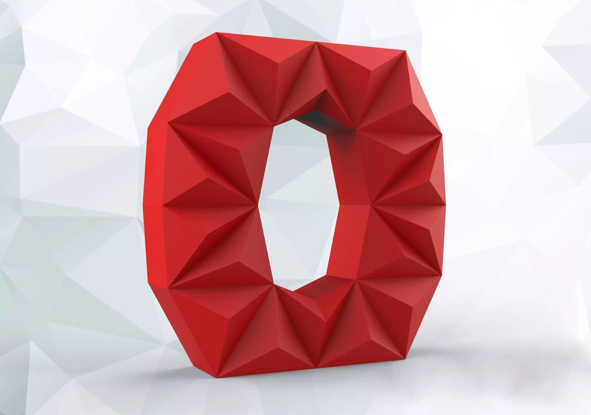 Lowpoly letter O polygonal 3D print model_0