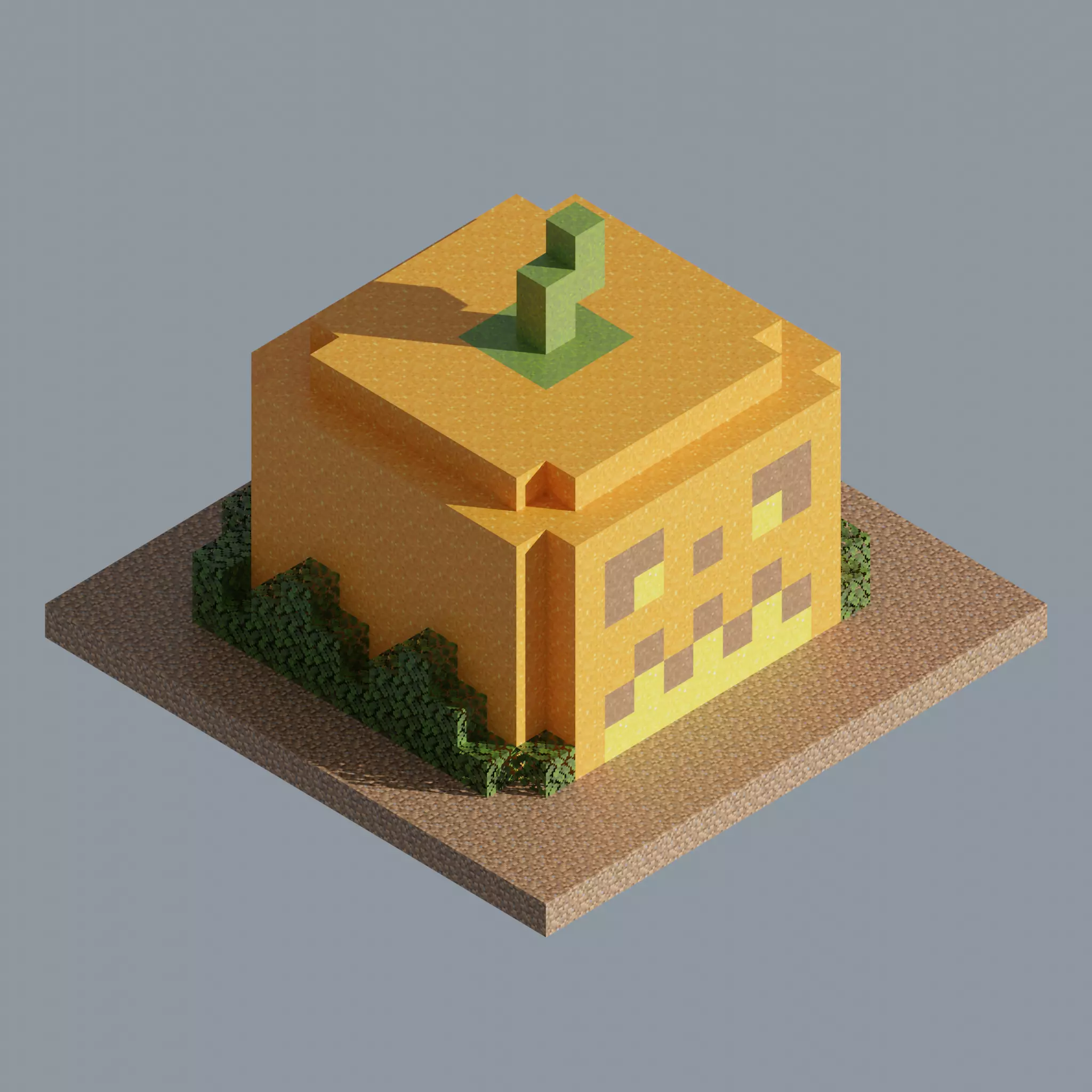 Pumpkin house minecraft Free low-poly 3D model_0