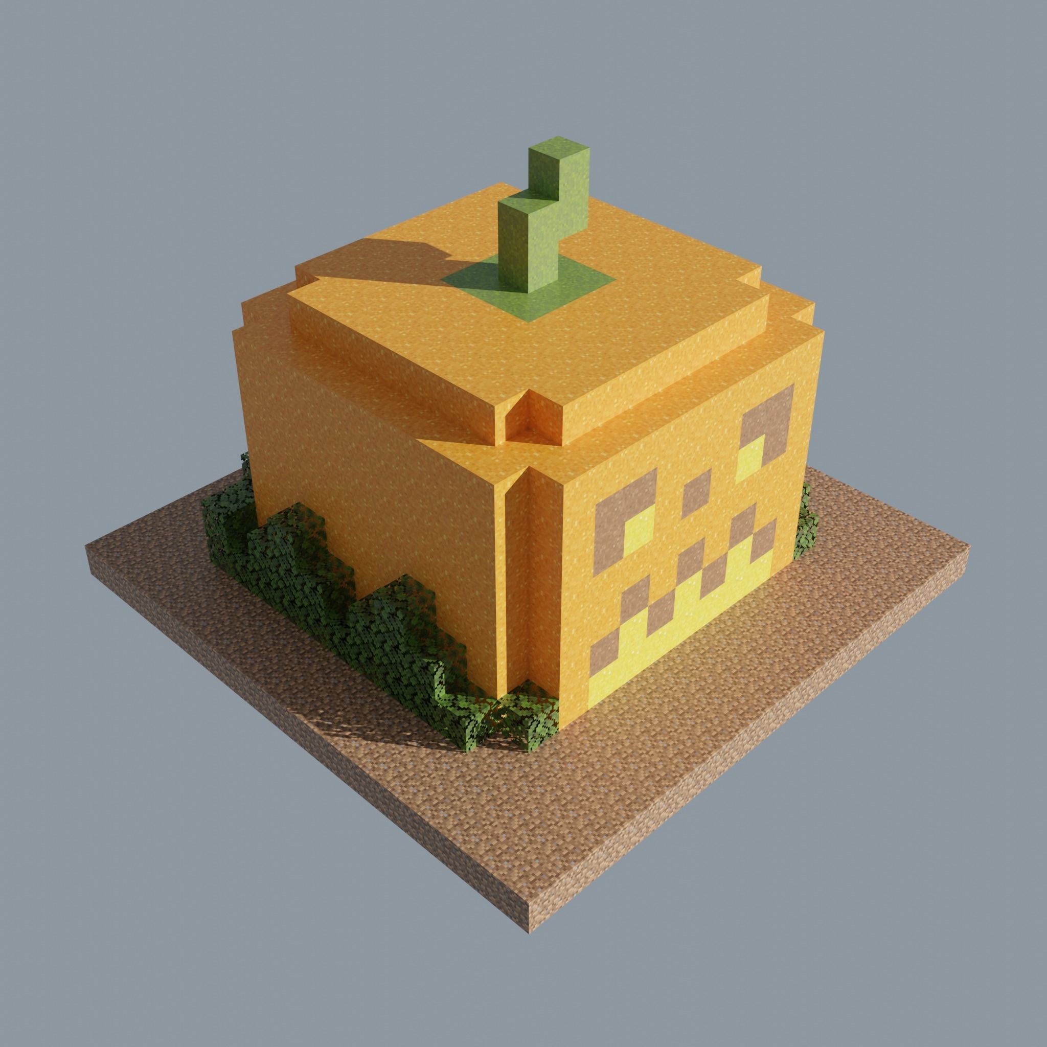 Pumpkin house minecraft Free low-poly 3D model_1