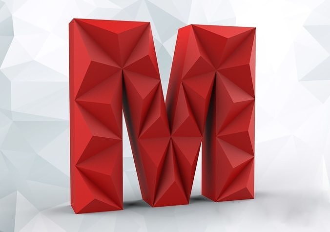 Lowpoly letter M 3D print model