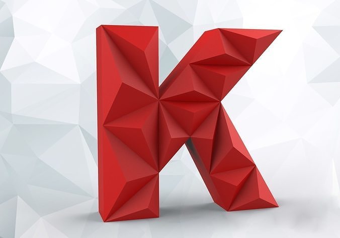 Lowpoly letter K 3D print model