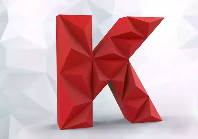 Lowpoly letter K 3D print model