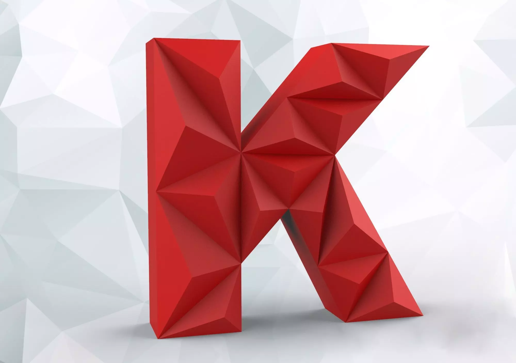 Lowpoly letter K 3D print model_0