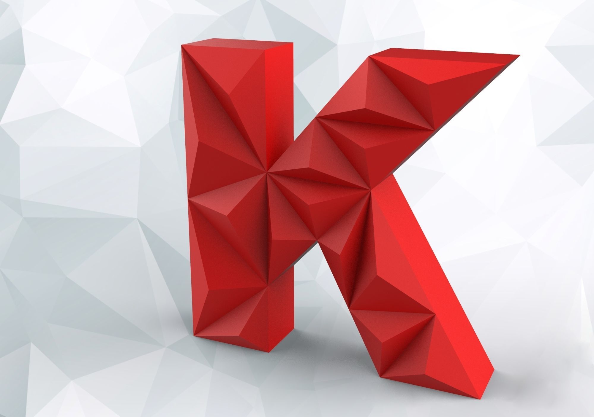 Lowpoly letter K 3D print model_3