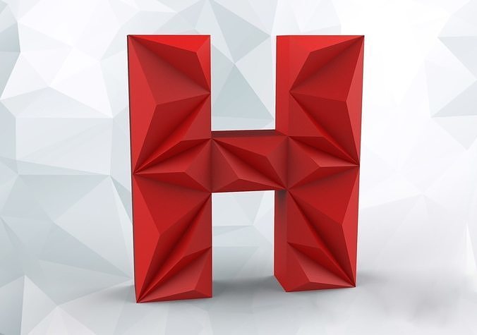 Lowpoly letter H 3D print model