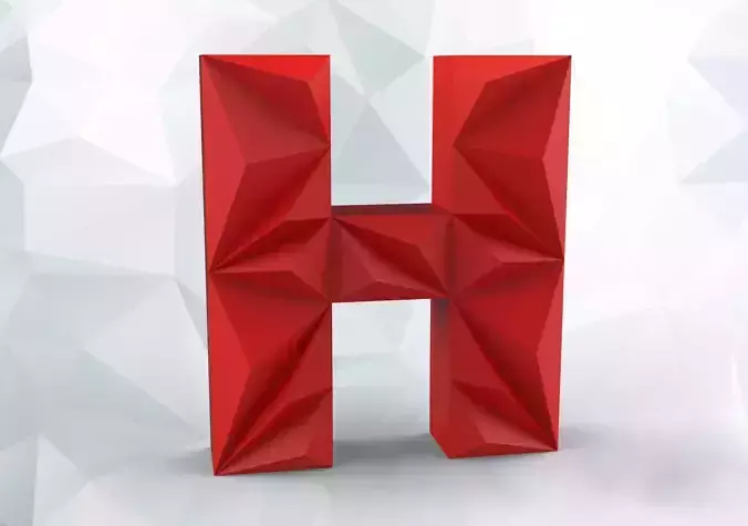 Lowpoly letter H 3D print model